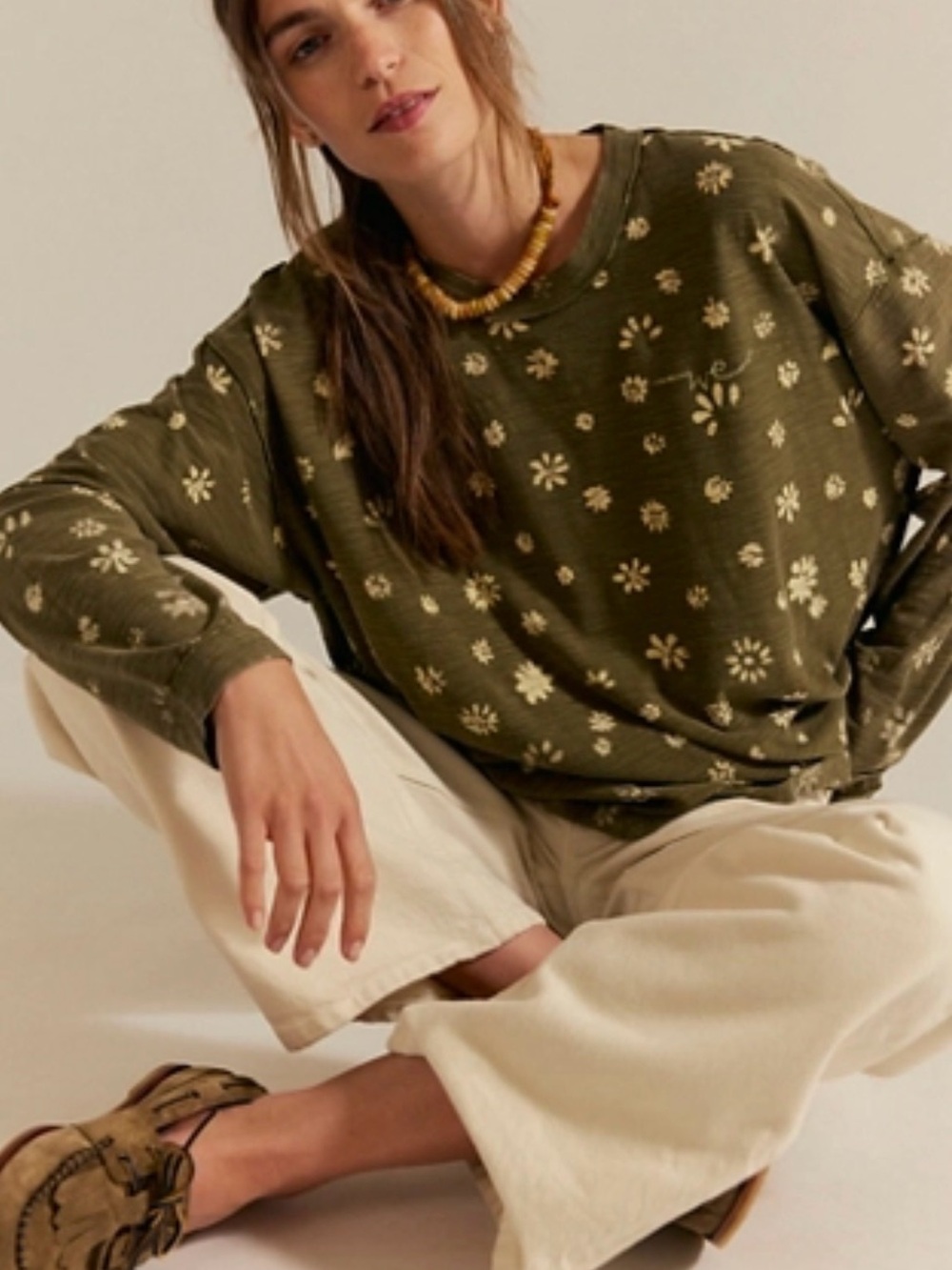We The Free/Free People Army Combo Backyard Long-Sleeved Tee - NWT!